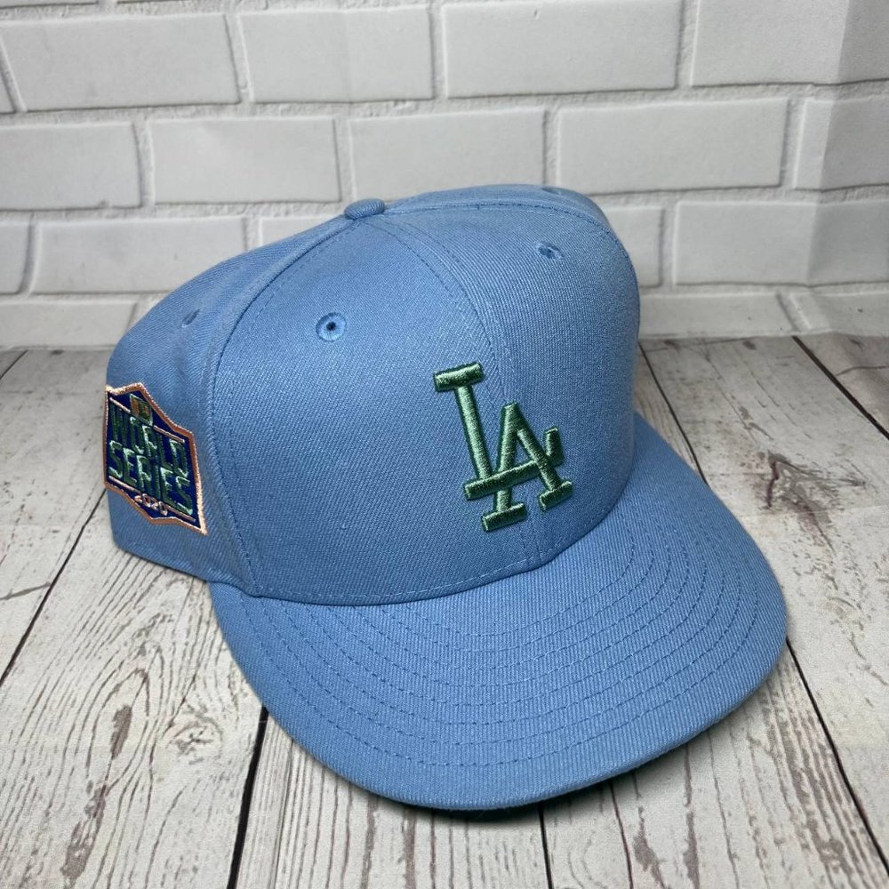 Los Angeles LA Dodgers Side Patch 7 3/4 59Fifty New Era Hat Fitted Cap Blue Men